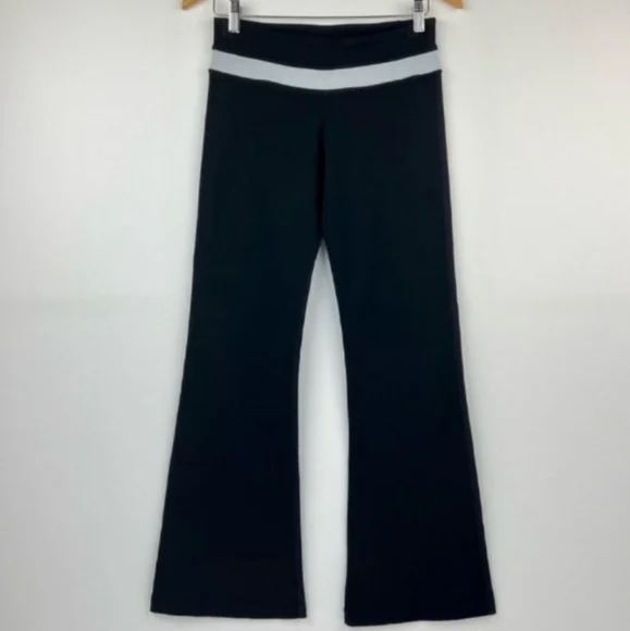 Lululemon Groove Flare Yoga leggings jogger sweat-Pant sz 8 Black white band - Picture 7 of 9